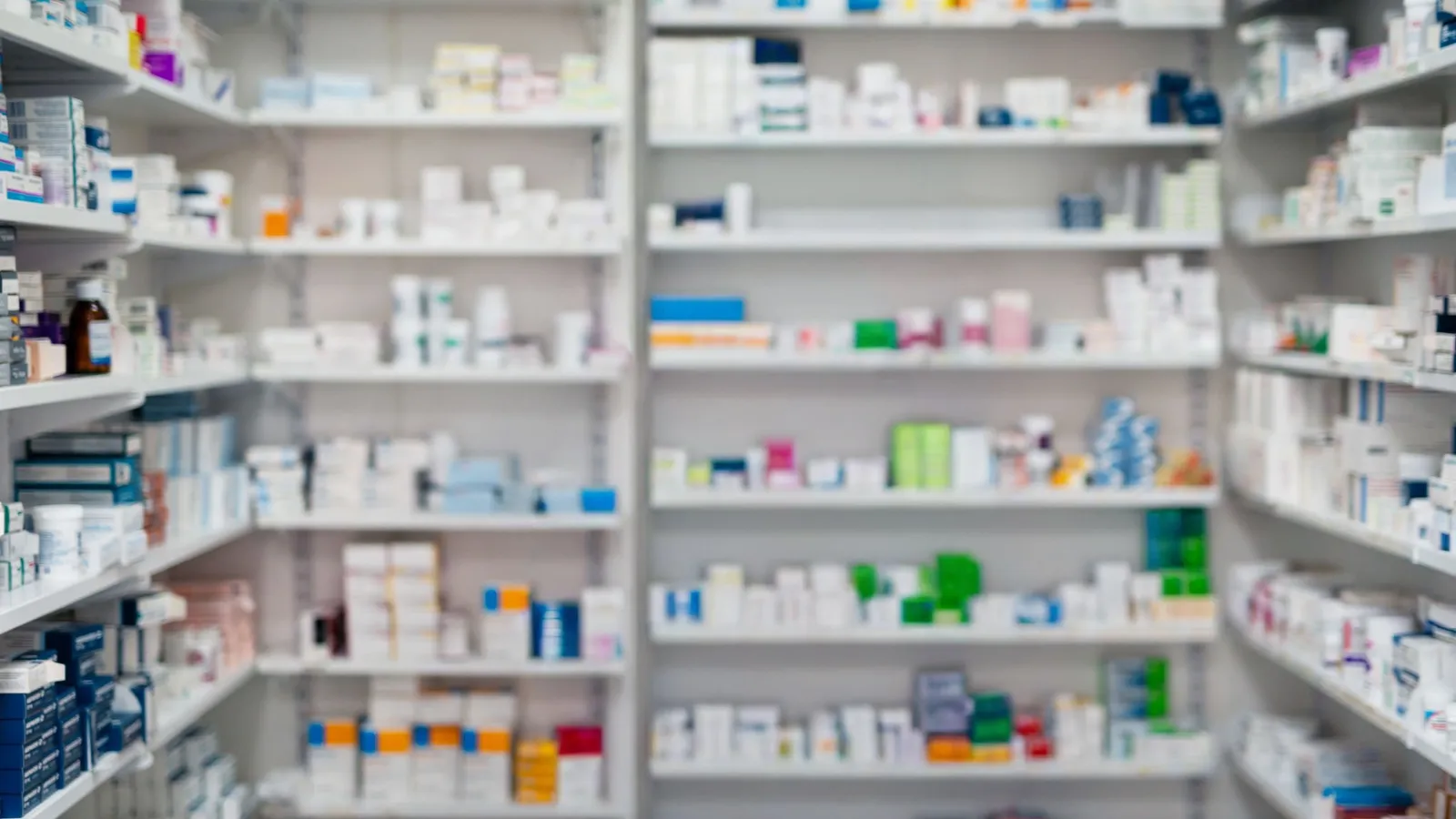 Shelves of packaged medication
